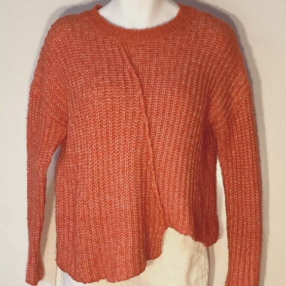 For the Republic SZ M Orange Red wool  blend soft comfy loose weave sweater - Picture 1 of 6